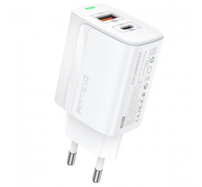 Foneng Зарядний пристрій Foneng Foneng EU66 (USBх3A, USB-Cх3A,) 20W White (EU66-CH-W)