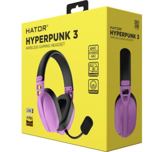 Hator Навушники Hator Hyperpunk 3 Wireless Hi-Res SyncHUB connection Cyber Violet (ESH19)
