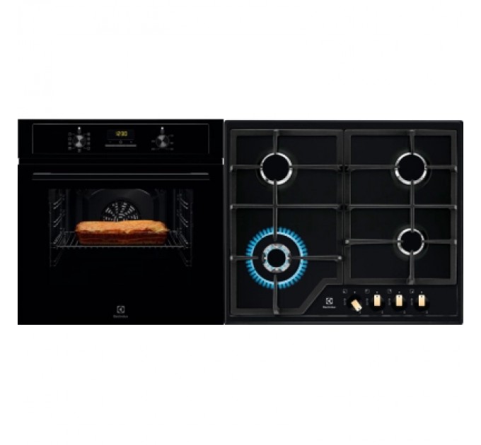 Electrolux Комплект вбудованої техніки Electrolux Духова шафа EOF3H50BK + Варильна поверхня KGS6436RK (1)