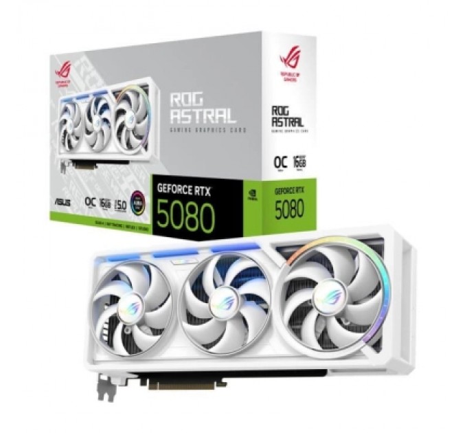ASUS Відеокарта ASUS GeForce RTX5080 16GB ROG ASTRAL WHITE OC (ROG-ASTRAL-RTX5080-O16G-WHITE)