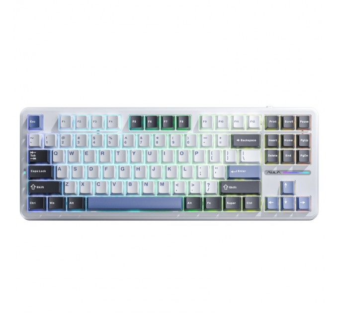 Клавіатура Aula F87 Gasket Greywood V3 Wireless/Bluetooth/USB UA White (6948391208602)