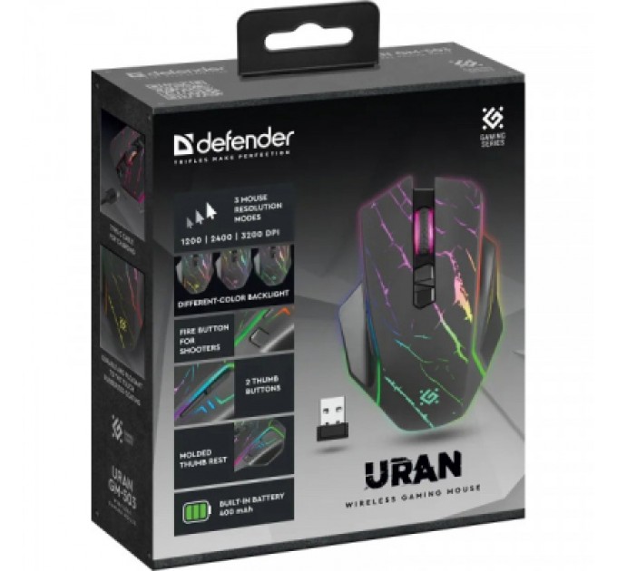 Defender Мишка Defender Uran GM503 Wireless Black (52503)