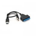 Voltronic Перехідник USB 3.0 AM + USB 2.0 AM to SATA 0.1m for HDD/SSD black Voltronic (YT-C3.0+2.0-SATA/0.1)