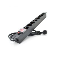 Силовий блок 19" 8 розеток, кабель 1.8м, вимикач, алюм. корпус Pipo (PP8PDUBTGR)