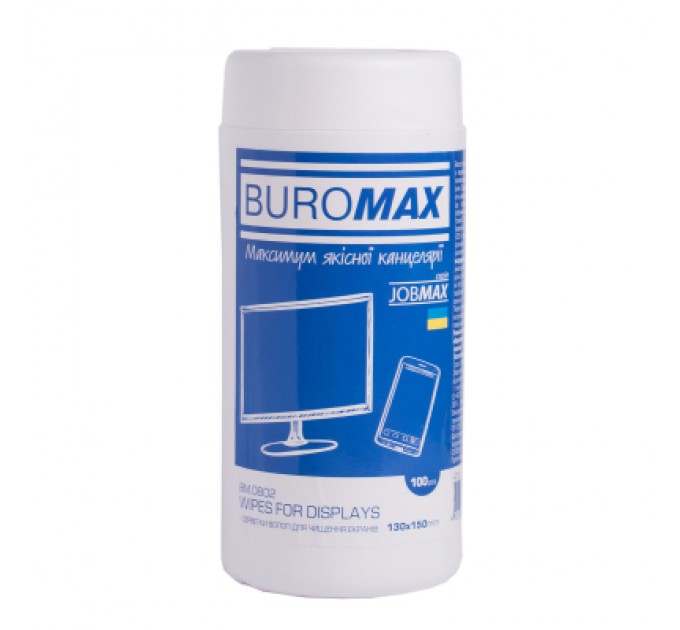 Buromax Серветки Buromax JOBMAX Wet wipes for DISPLAYS 100pcs, tube (BM.0802)