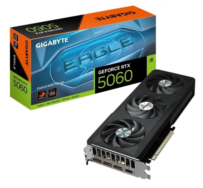GIGABYTE Відеокарта GF RTX 5060 8GB GDDR7 Eagle Max OC Gigabyte (GV-N5060EAGLEMAX OC-8GD)