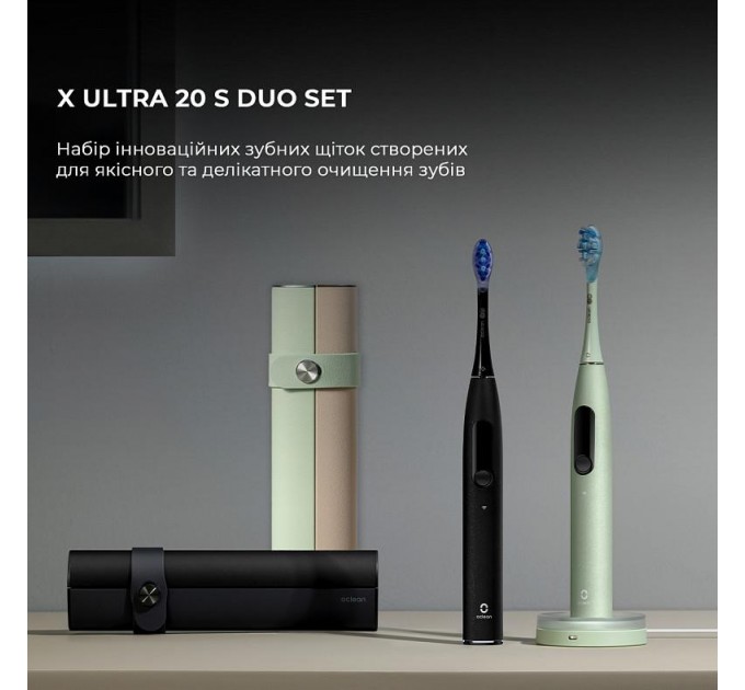 Oclean Електрична зубна щітка Oclean X Ultra 20 S Duo Set Green+Black