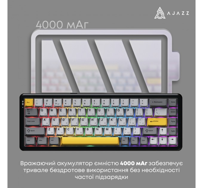 Клавіатура бездротова Ajazz AK680 Max (8+8K) Magnetic Switch Black (AK680-M-BGY-A)