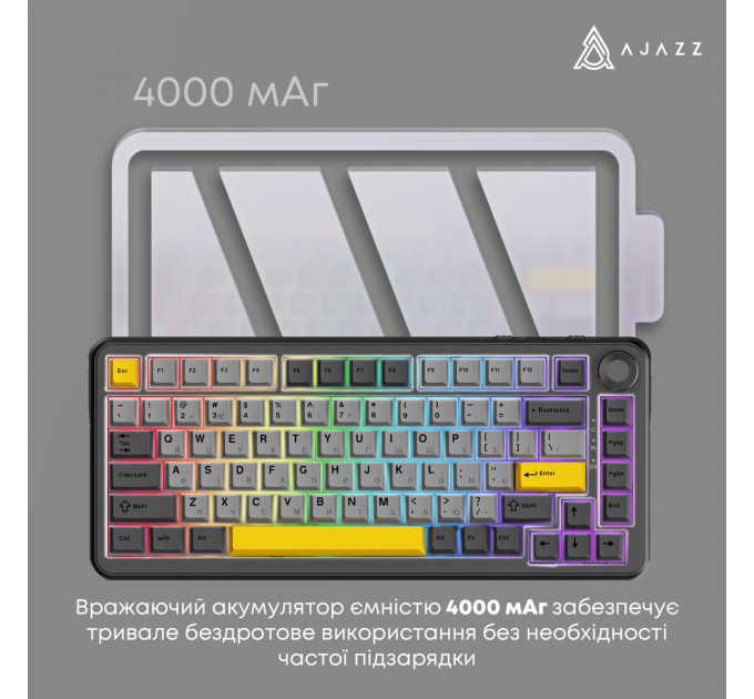 Ajazz Клавіатура бездротова Ajazz AK820 Max Plus Day Dream Switch Black (AK820MAX-DD-BGY)