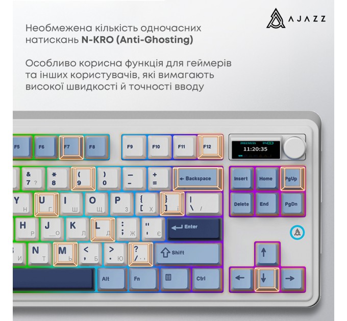 Клавіатура бездротова Ajazz AK870 Plus Murad Switch White (AK870-MU-BWD)