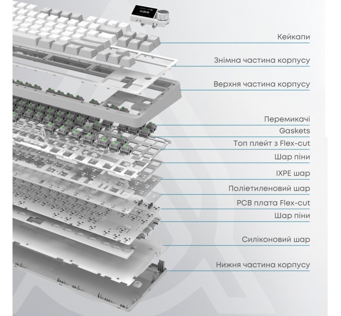 Клавіатура бездротова Ajazz AK870 Plus Murad Switch White (AK870-MU-BWD)