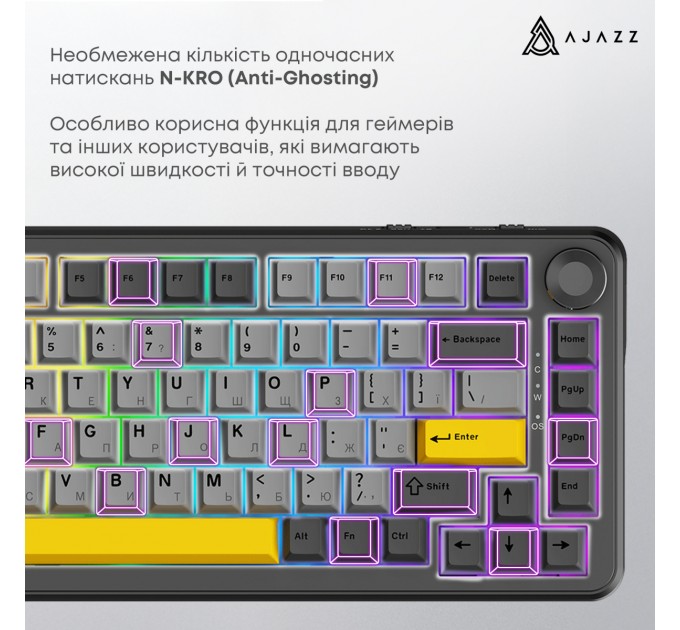 Клавіатура Ajazz AK820 Max Magnetic Switch Black (AK820MAX-WM-BGY)