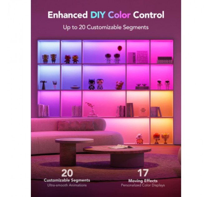 Світлодіодна стрічка Govee H100E LED Compatible extension of H61E1, 1.0m, RGBIC , WI-FI/Bluetooth, white (H100E0D1)