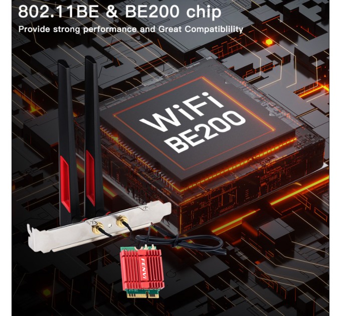 Бездротовий адаптер Fenvi FV-BE200NG Wi-Fi 7, Bluetooth 5.4 Adapter, Tri-band 2.4G/5G/6GHz