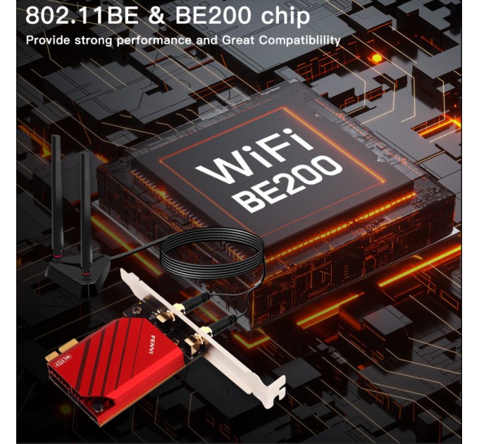 Бездротовий адаптер Fenvi FV-BE8800Pro Wi-Fi 7, Bluetooth 5.4 Gaming Tri Band 2.4G/5G/6GHz