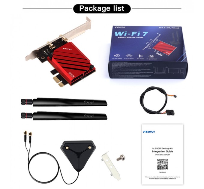 Бездротовий адаптер Fenvi FV-BE8800Pro Wi-Fi 7, Bluetooth 5.4 Gaming Tri Band 2.4G/5G/6GHz