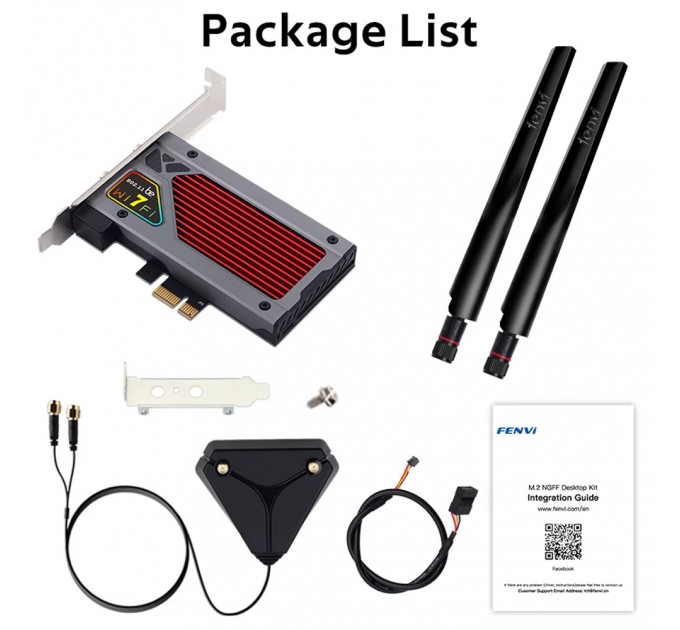 Бездротовий адаптер Fenvi FV-BE8800RGB Wi-Fi 7, Bluetooth 5.4 Gaming Tri Band 2.4G/5G/6GHz