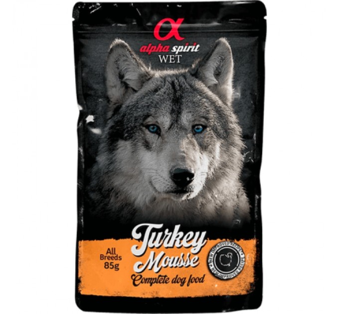 Alpha Spirit Вологий корм для собак Alpha Spirit старше 1 року з індичкою 85 г (8436586311643)