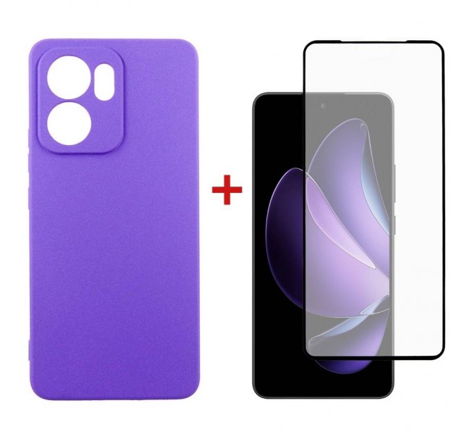 Чохол-накладка Dengos для Oppo Reno 13F Violet Full Glue (DG-KM-151) + захисне скло