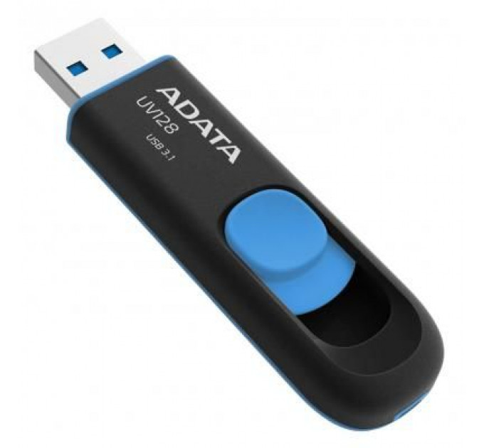 USB флеш накопичувач ADATA 128GB UV128 Black/Blue USB 3.1 (AUV128-128G-RBE)