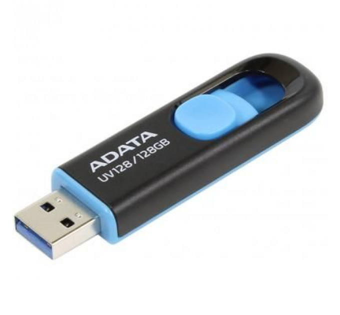 USB флеш накопичувач ADATA 128GB UV128 Black/Blue USB 3.1 (AUV128-128G-RBE)