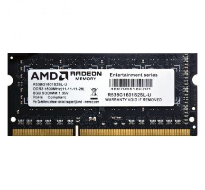 AMD Модуль пам'яті для ноутбука SoDIMM DDR3L 8GB 1600 MHz AMD (R538G1601S2SL-U)