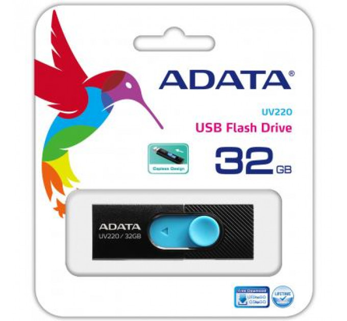 USB флеш накопичувач ADATA 32GB UV320 Black/Blue USB 3.1 (AUV320-32G-RBKBL)