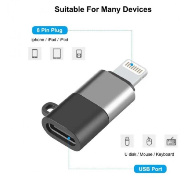 XoKo Перехідник USB-C F to Lightning M charger-audio XoKo (AC-029)