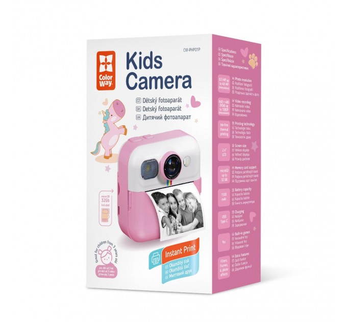 ColorWay Дитячий фотоапарат ColorWay з функцією моментального друку Pink (CW-PHP01P)