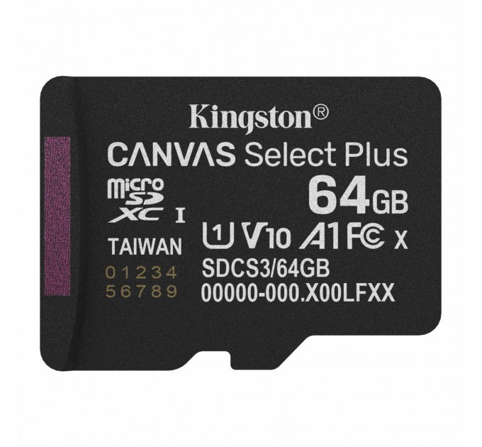 Карта пам`яті MicroSDXC 64GB UHS-I Class 10 Kingston Canvas Select Plus R150MB/s (SDCS3/64GBSP)