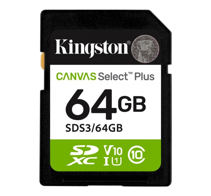 Карта пам`яті SDXC 64GB UHS-I Class 10 Kingston Canvas Select Plus R100MB/s (SDS3/64GB)