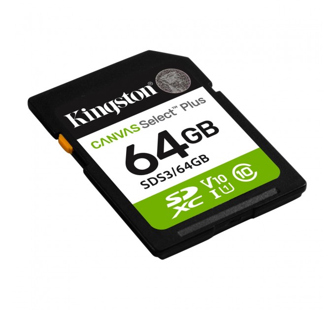 Карта пам`яті SDXC 64GB UHS-I Class 10 Kingston Canvas Select Plus R100MB/s (SDS3/64GB)