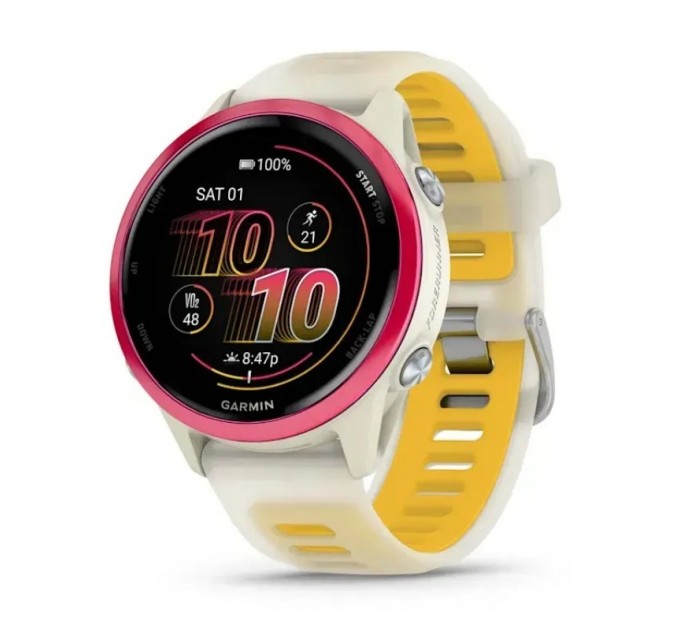 Garmin Смарт-годинник Garmin Forerunner 570 42mm Raspberry with Mango/Translucent Bone with Silver Buckle (010-02970-42)