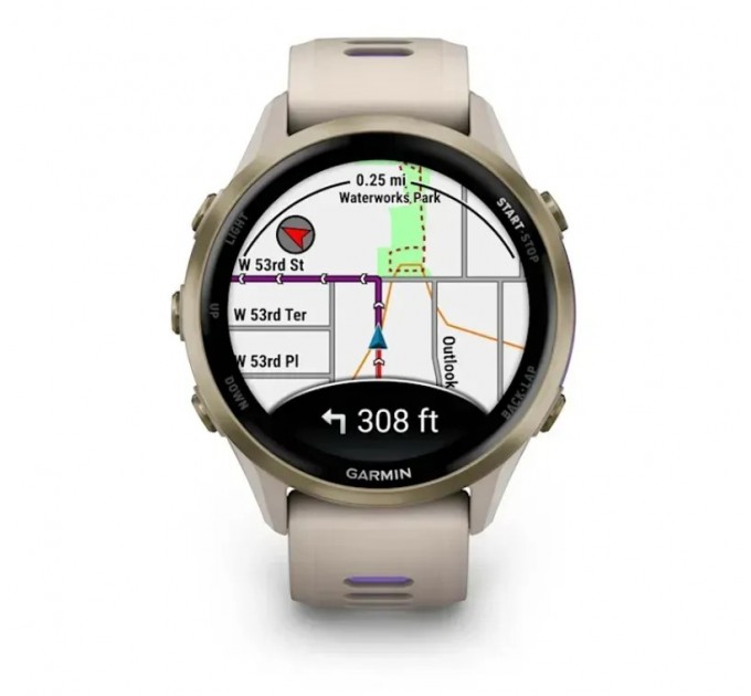 Смарт-годинник Garmin Forerunner 970 French Gray Soft Gold Titanium with French Gray/Translucent Indigo Silicone with Soft Gold Buckle (010-02969-62)