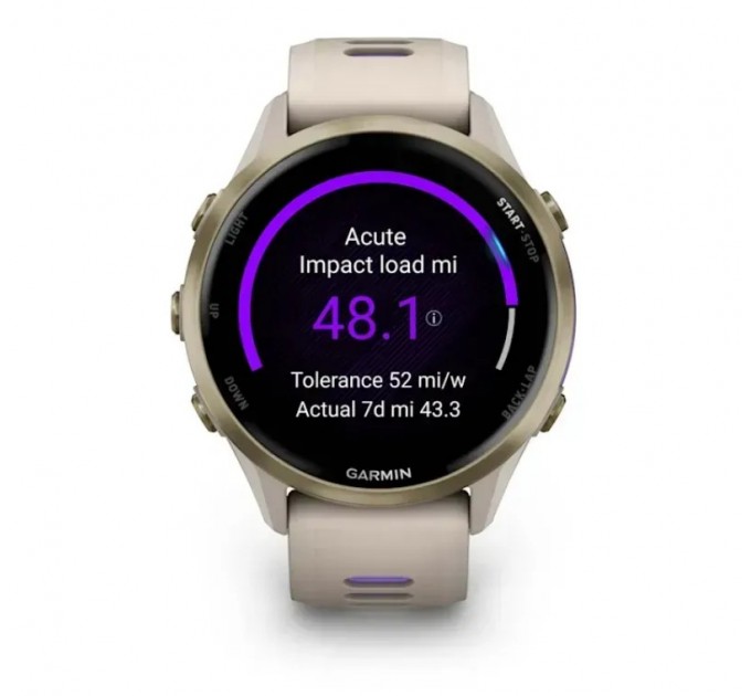 Смарт-годинник Garmin Forerunner 970 French Gray Soft Gold Titanium with French Gray/Translucent Indigo Silicone with Soft Gold Buckle (010-02969-62)