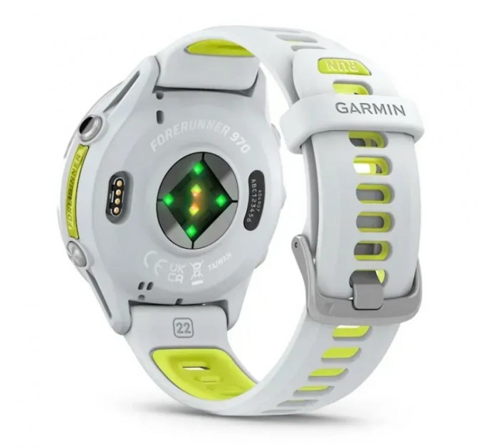 Garmin Смарт-годинник Garmin Forerunner 970 Whitestone Titanium with Whitestone/Translucent Amp Yellow Silicone with Silver Buckle (010-02969-61)