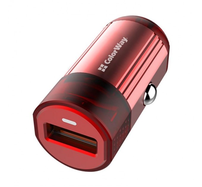 ColorWay Автомобільний зарядний пристрій ColorWay (1USBх3А) QC3.0 Red (CW-CHA012Q-RD)