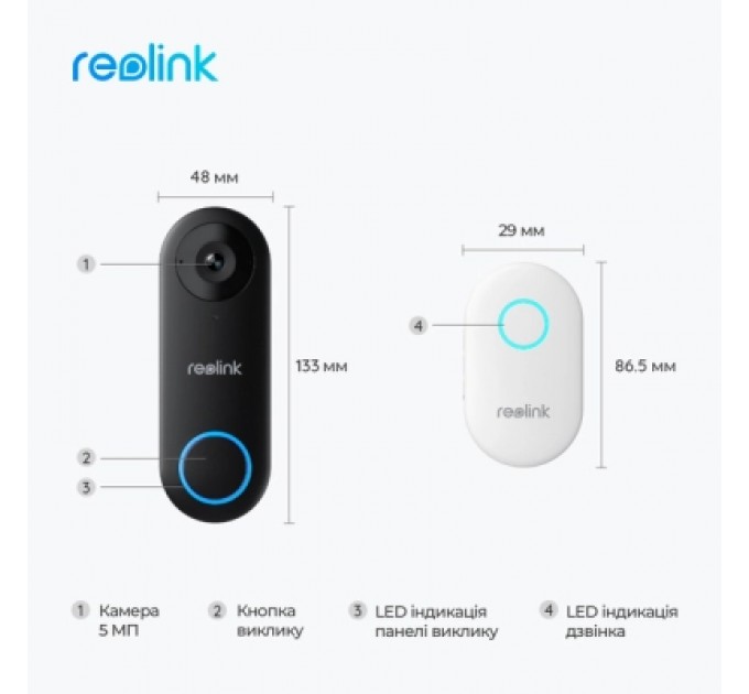 Reolink Панель виклику Reolink Video Doorbell WiFi (D340W)