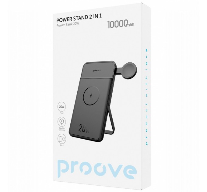 Proove Універсальна мобільна батарея Proove Power Stand 2 in 1 20W 10000mAh Black (PBPS20030001)