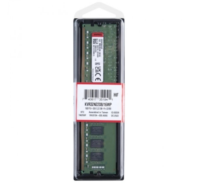 Kingston Модуль пам'яті для комп'ютера DDR4 16GB 3200 MHz Kingston (KVR32N22D8/16WP)