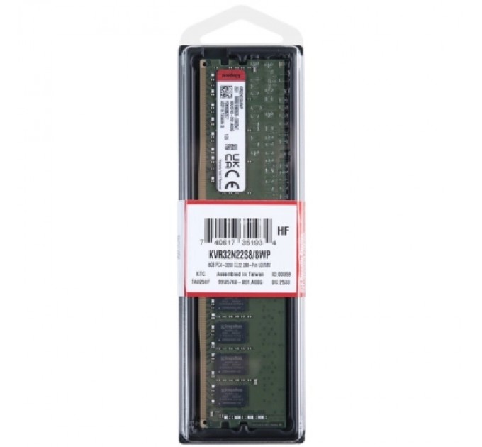 Kingston Модуль пам'яті для комп'ютера DDR4 8GB 3200 MHz Kingston (KVR32N22S8/8WP)