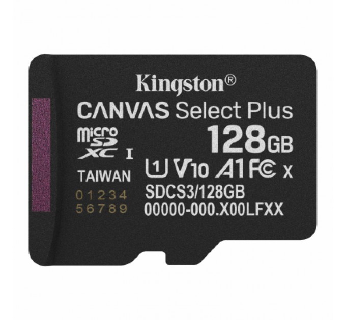 Kingston Карта пам'яті Kingston 128GB microSDXC class 10 UHS-I V10 A1 Canvas Select Plus (SDCS3/128GBSP)