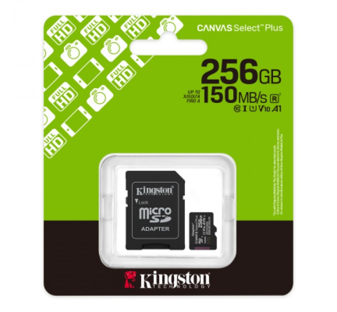 Kingston Карта пам'яті Kingston 256GB microSDXC class 10 UHS-I V10 A1 Canvas Select Plus (SDCS3/256GB)