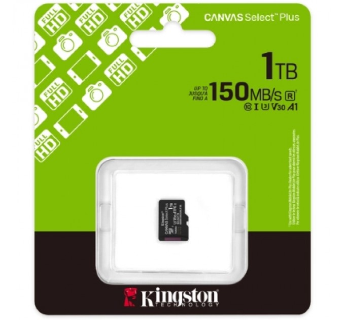 Kingston Карта пам'яті Kingston 1TB microSDXC class 10 UHS-I U3 V30 A1 Canvas Select Plus (SDCS3/1TBSP)