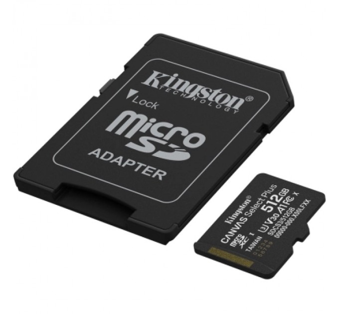 Kingston Карта пам'яті Kingston 512GB microSDXC class 10 UHS-I U3 V30 A1 Canvas Select Plus (SDCS3/512GB)