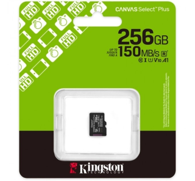 Kingston Карта пам'яті Kingston 256GB microSDXC class 10 UHS-I U3 V30 A1 Canvas Select Plus (SDCS3/256GBSP)