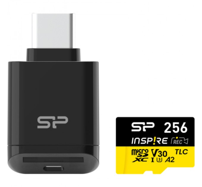 Silicon Power Карта пам'яті Silicon Power 256GB microSDXC class 10 UHS-I U3 V30 A1 Inspire (SP256GBSTXLA2V1NSP)