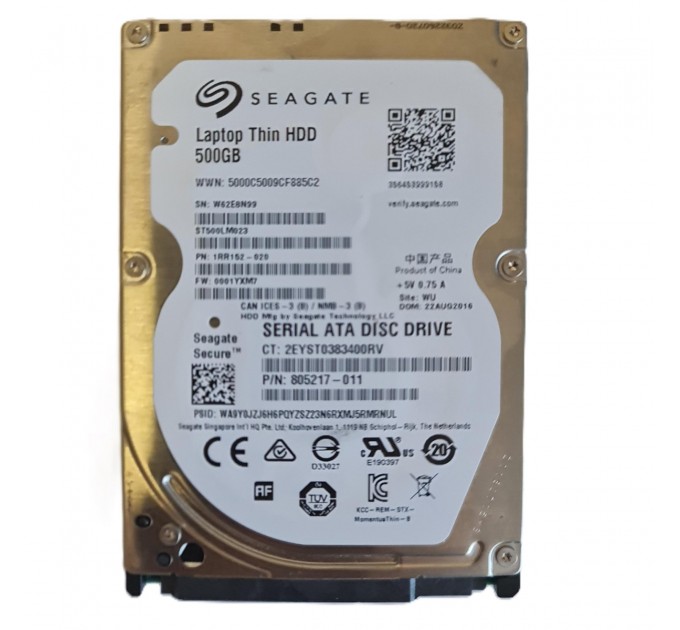 Seagate Накопичувач HDD 2.5" SATA  500Gb Seagate Laptop Thin 32MB 7200rpm (ST500LM023)_Refurbished
