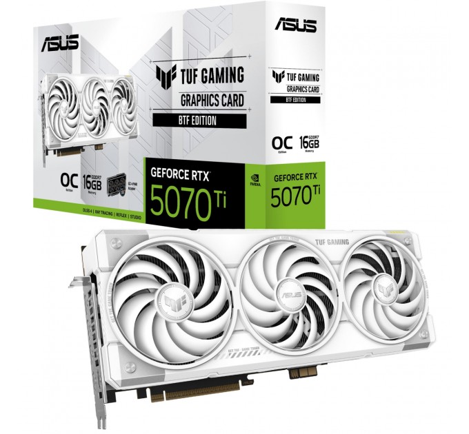 ASUS Відеокарта GF RTX 5070 Ti 16GB GDDR7 TUF Gaming OC BTF White Asus (TUF-RTX5070TI-O16G-BTF-WHITE)