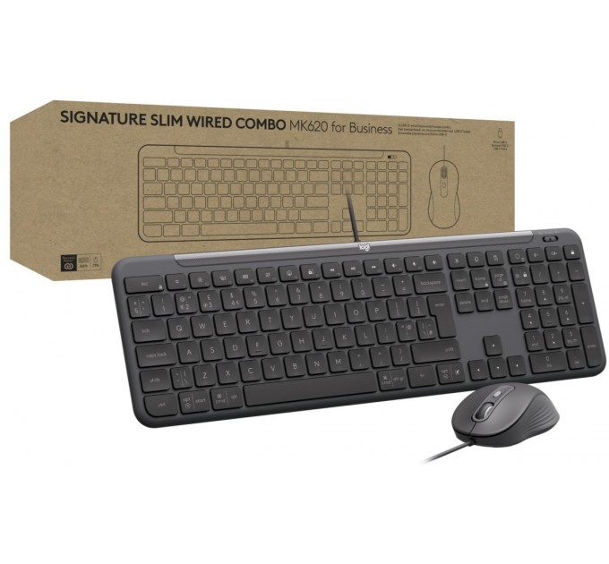 Logitech Комплект (клавіатура, миша) Logitech Signature Slim Combo MK620 Graphite (920-013349)